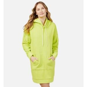 Outerknown HIGHTIDE Terry Pullover Hoodie Midi Dress in Yellow XS NWT $138